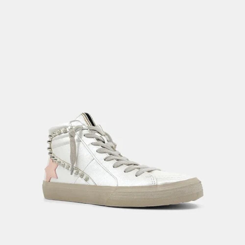 Shu Shop Women's Gray Suede Studded High Top Riri Sneakers Size 8.5